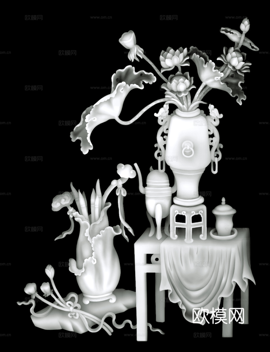 浮雕 金属浮雕 铜雕 木质雕花 十二生肖 黑白凹凸浮雕灰度图