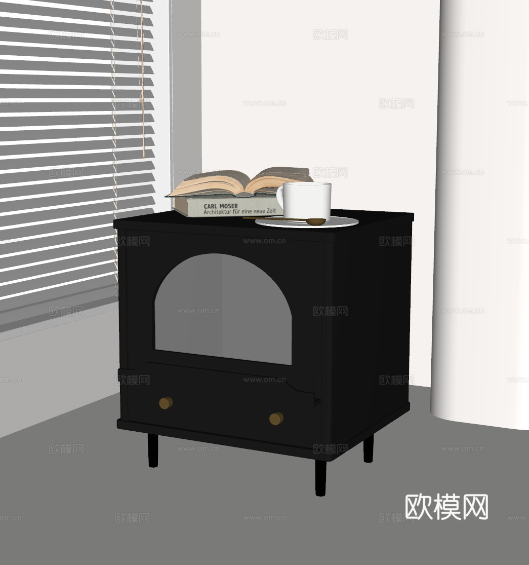 法式复古床头柜su模型