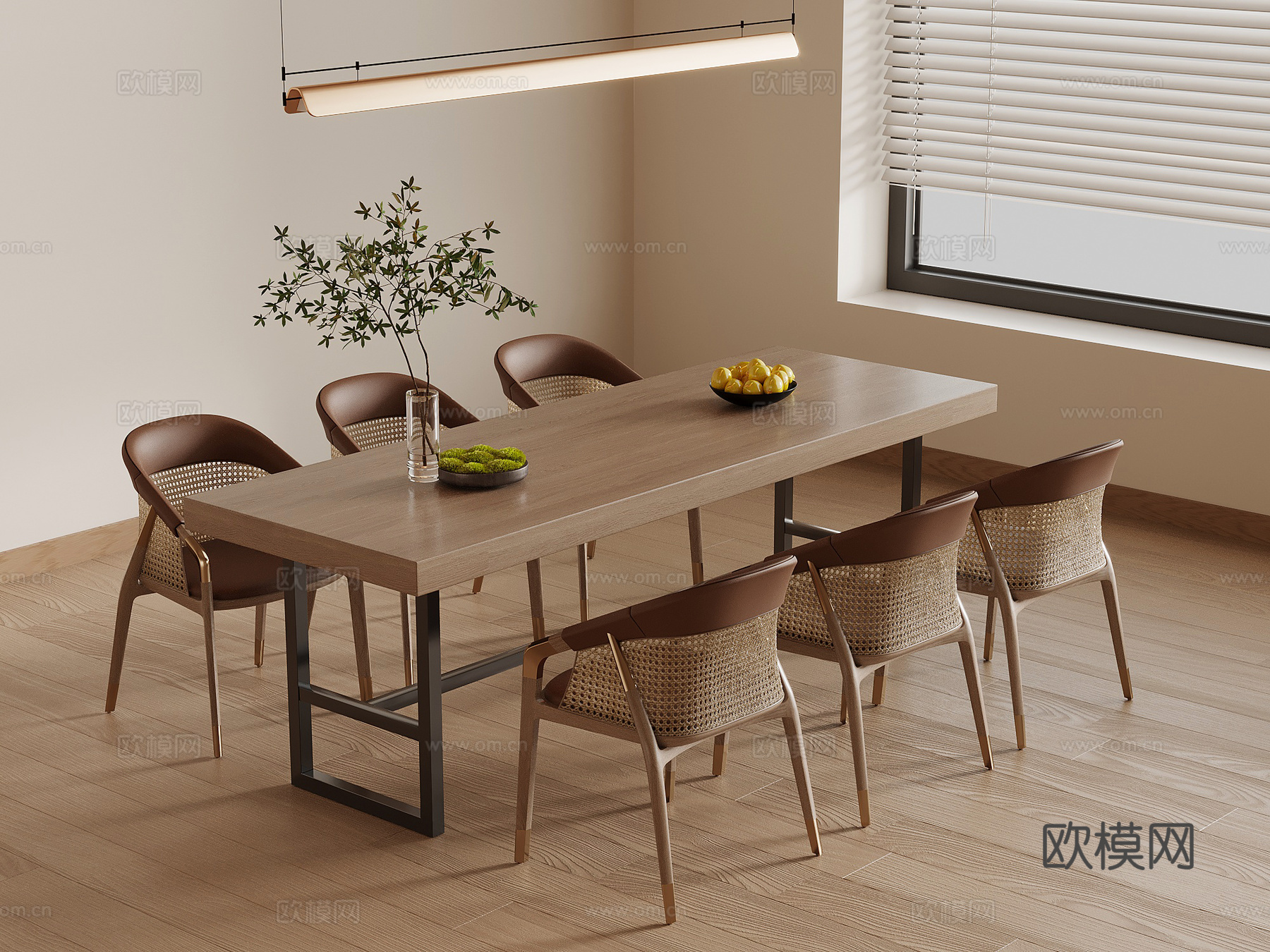 侘寂风餐桌椅3d模型下载