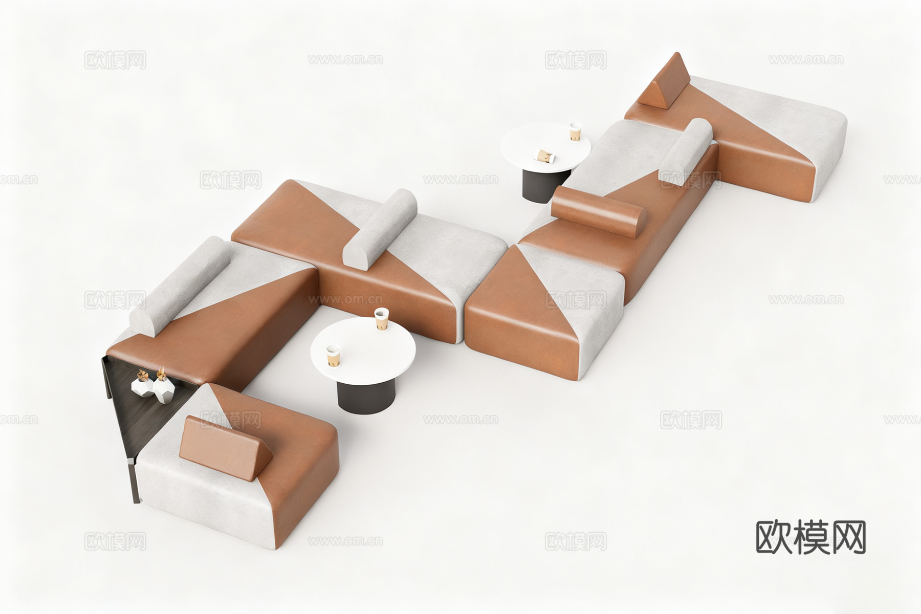 大堂卡座沙发 接待室沙发 餐饮卡坐沙发 可自由拼接沙发su模型