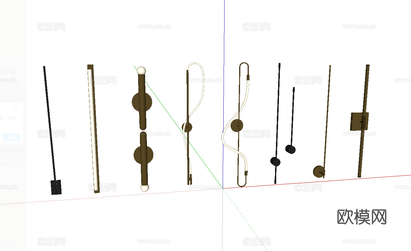 现代壁灯组合 金属壁灯 创意壁灯 艺术壁灯su模型