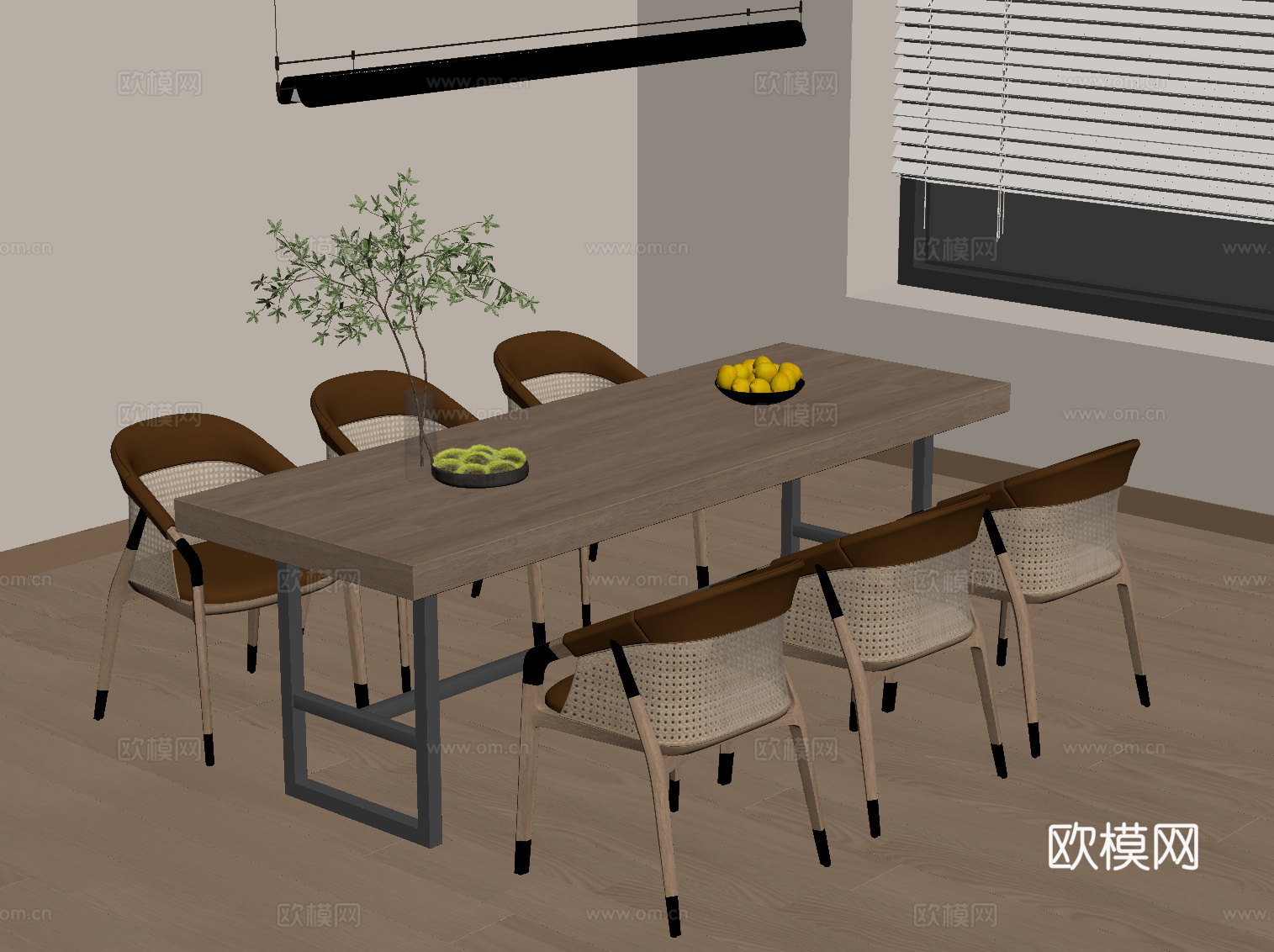侘寂风餐桌椅su模型