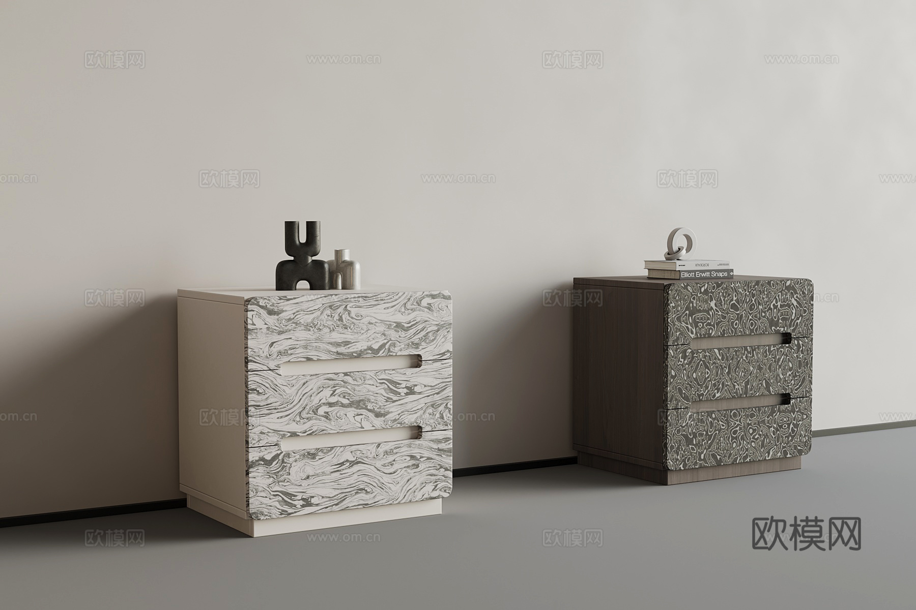 现代意式床头柜su模型