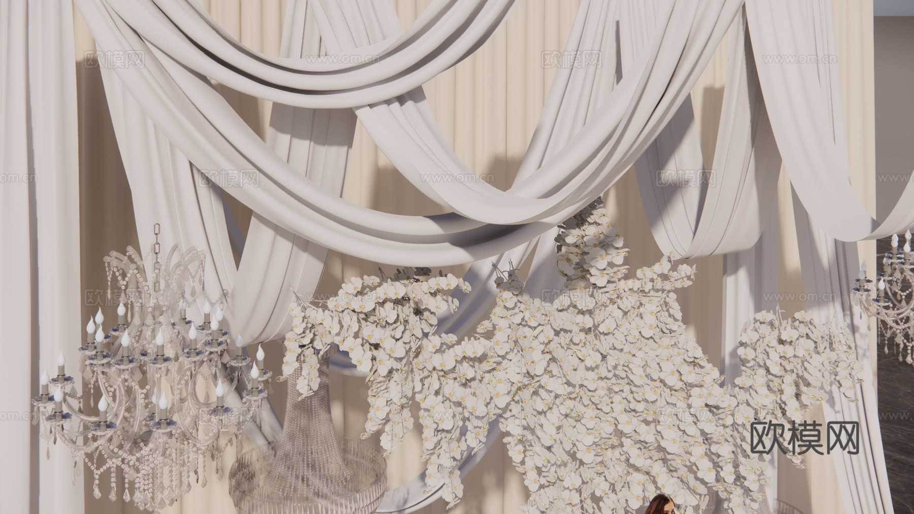 小众布幔造型婚礼美陈su模型