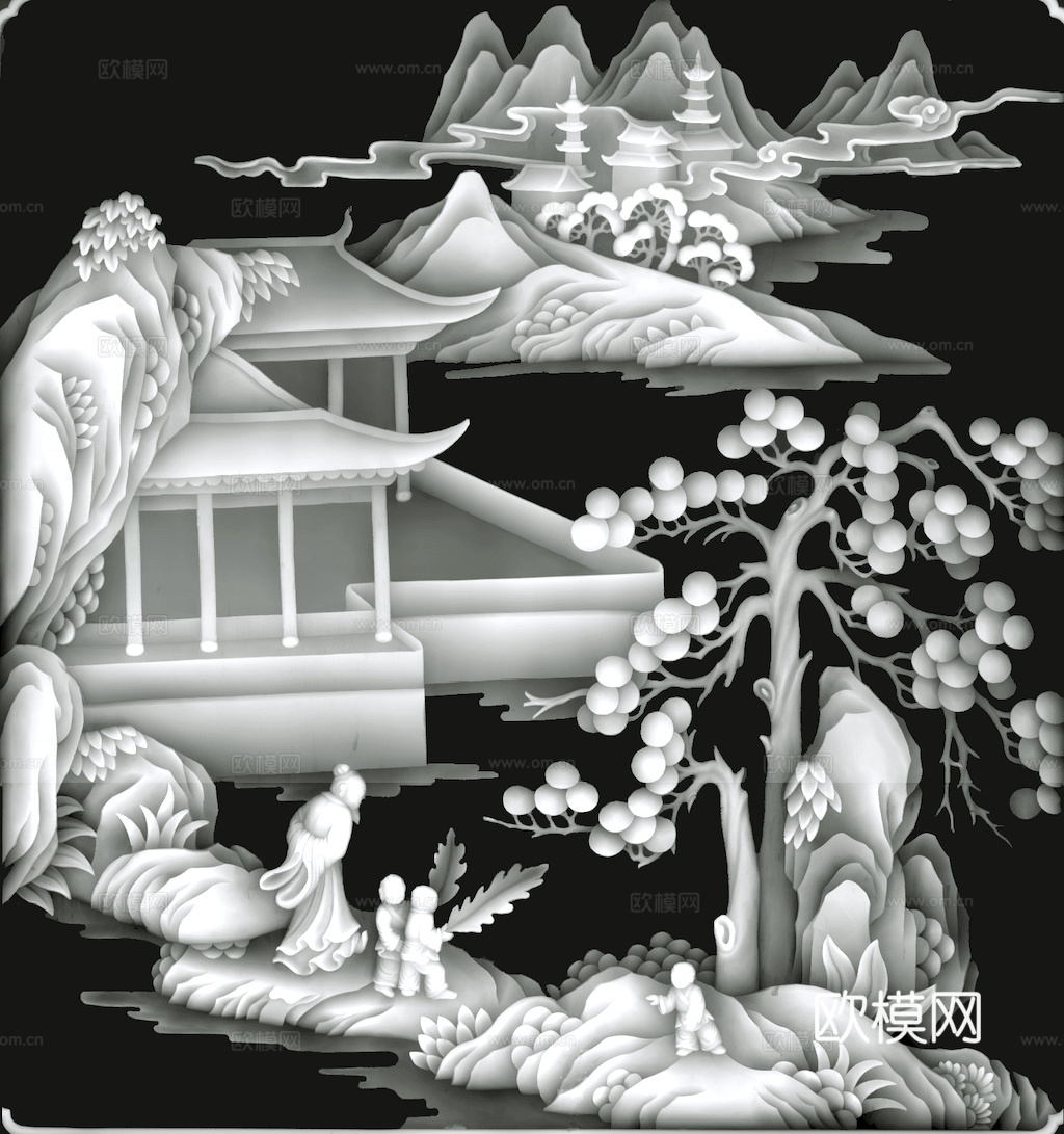 浮雕 金属浮雕 铜雕 木质雕花 十二生肖 黑白凹凸浮雕灰度图