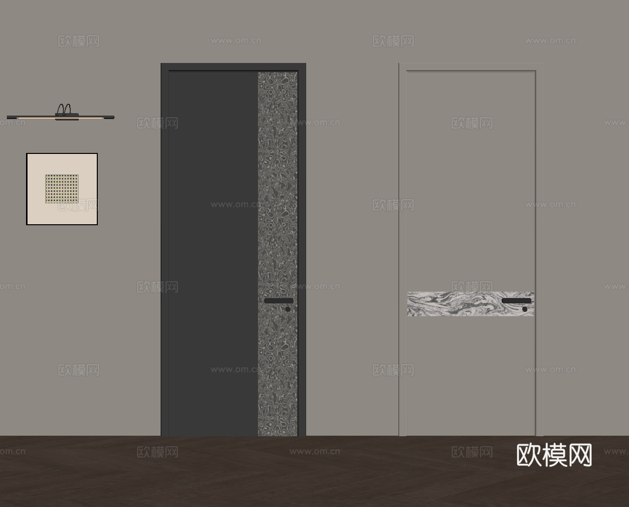 现代极简单开门 室内门su模型