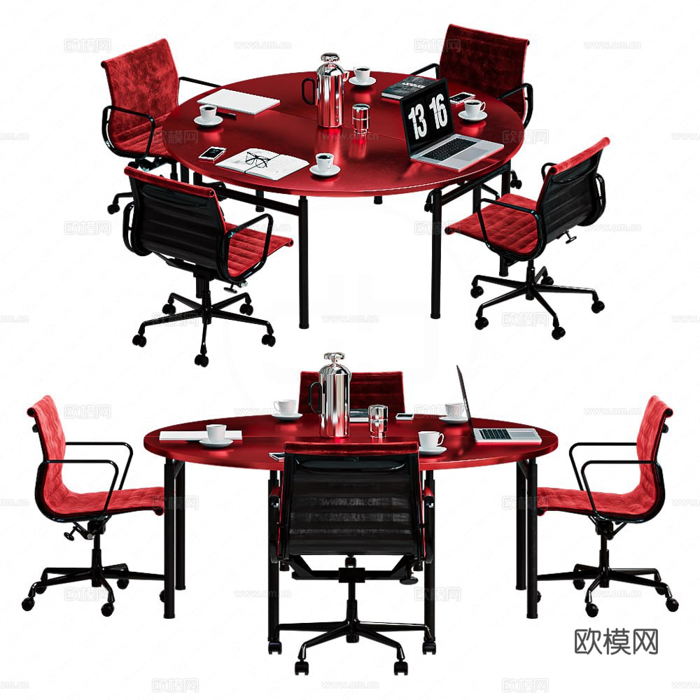 会议桌椅组合3d模型下载