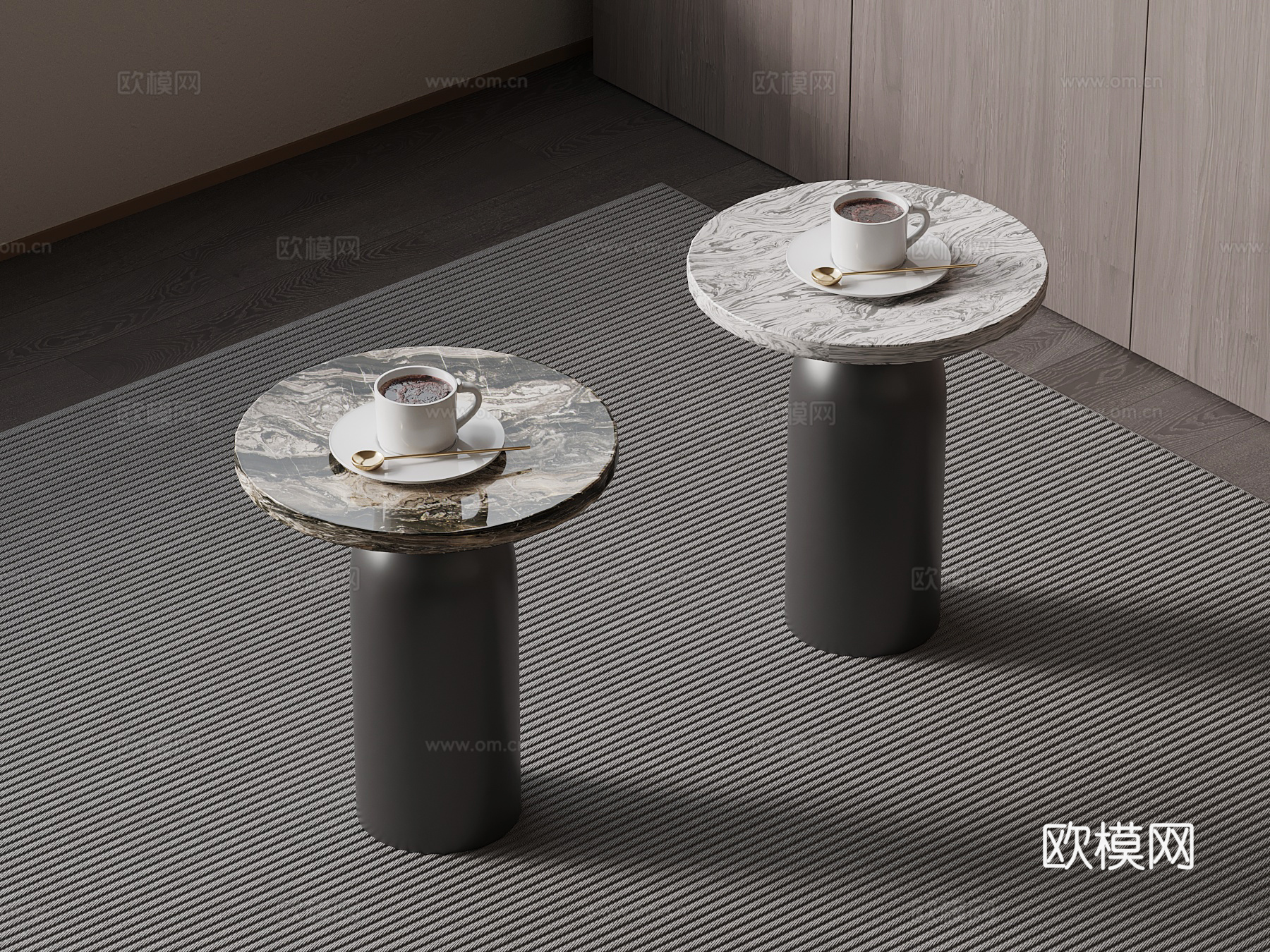 现代意式边几 圆几su模型