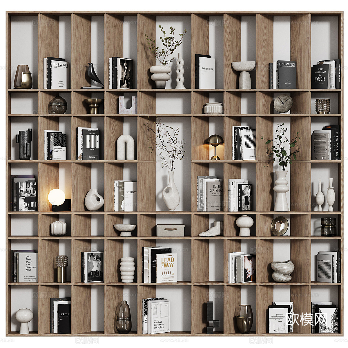 现代装饰书柜3d模型下载（渲染图4）
