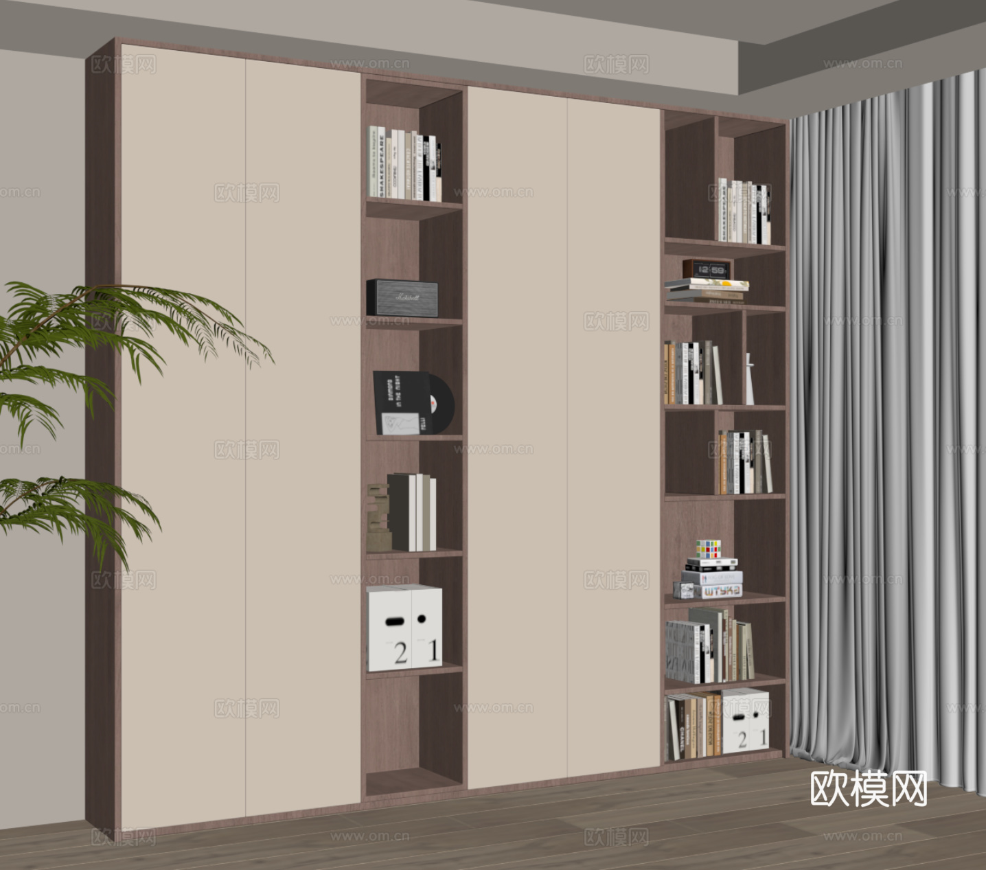 现代简约书柜su模型