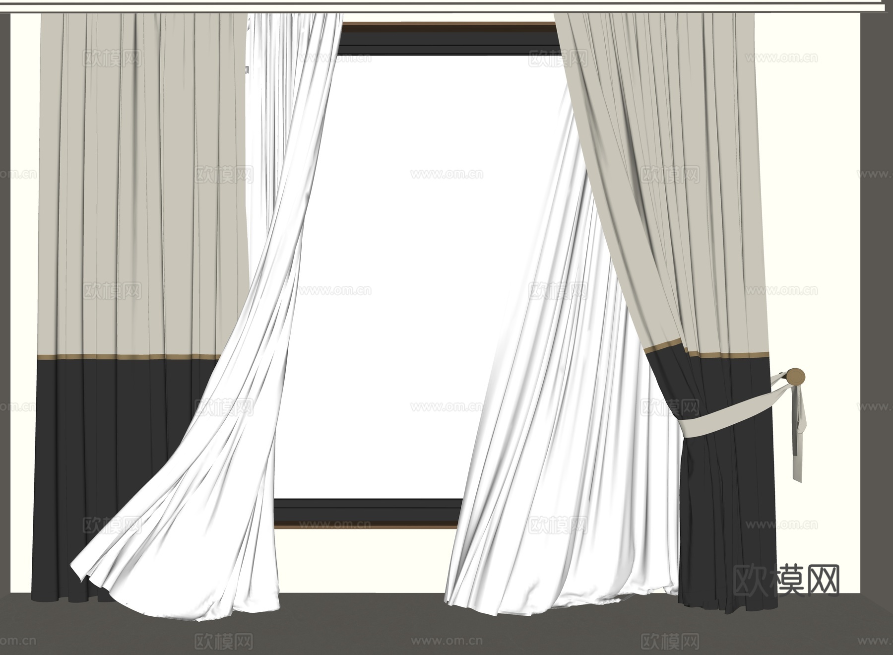 现代窗帘 布艺窗帘 纱帘 室内窗帘su模型