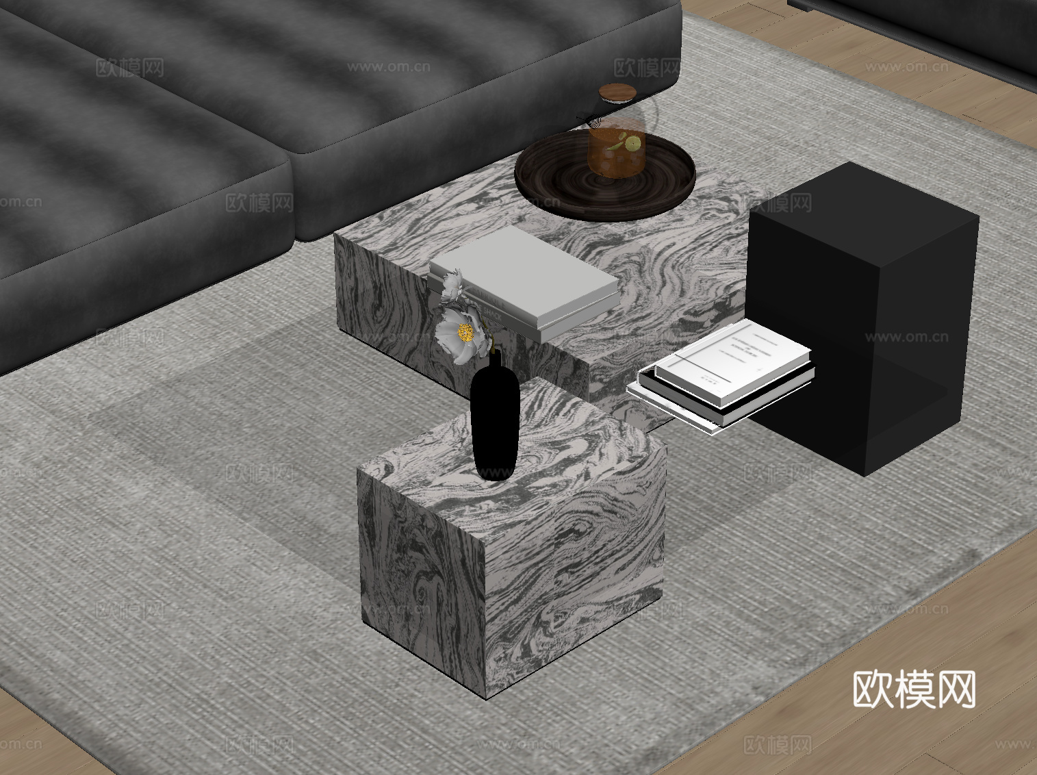 现代茶几su模型