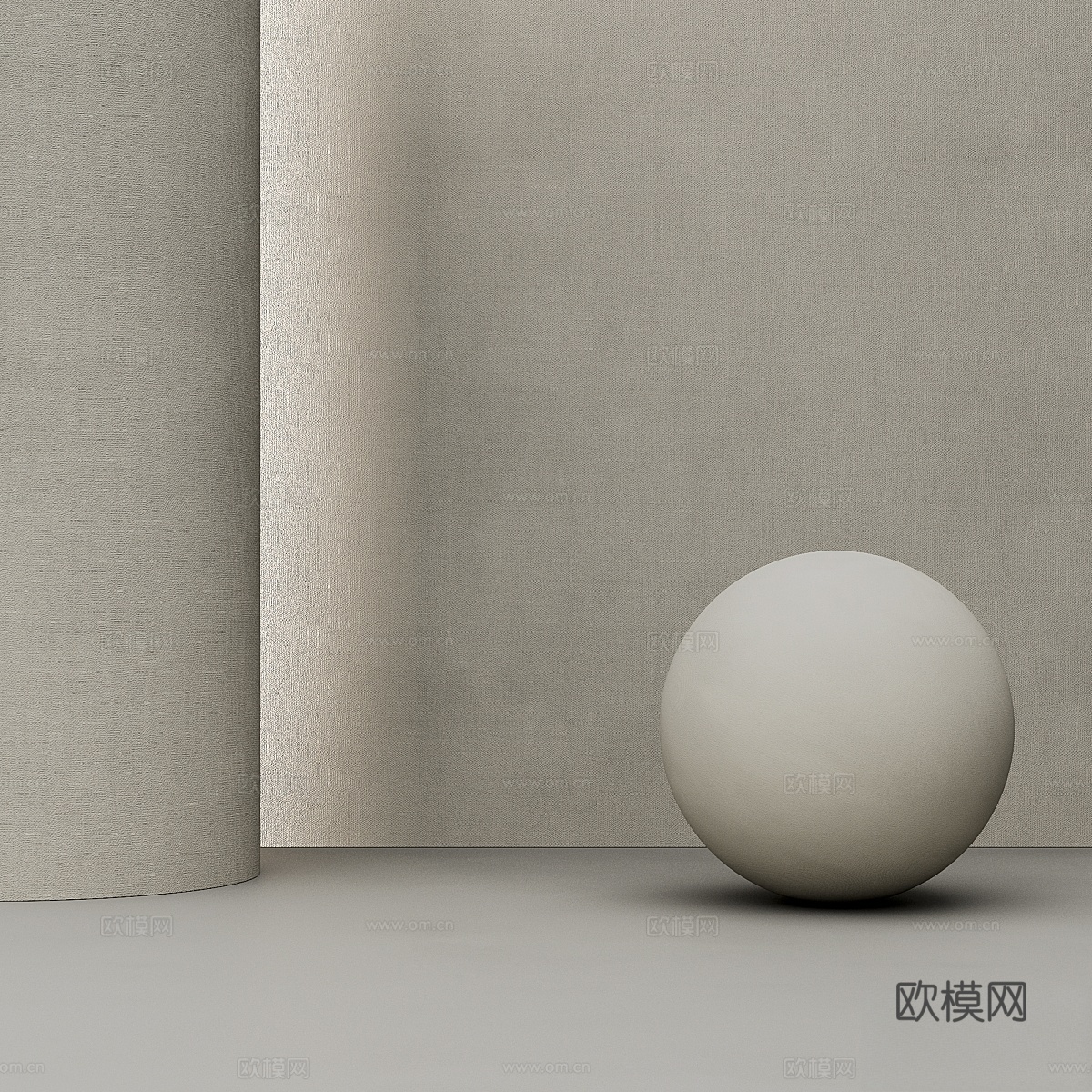 素色米黄麻布壁纸3d模型下载