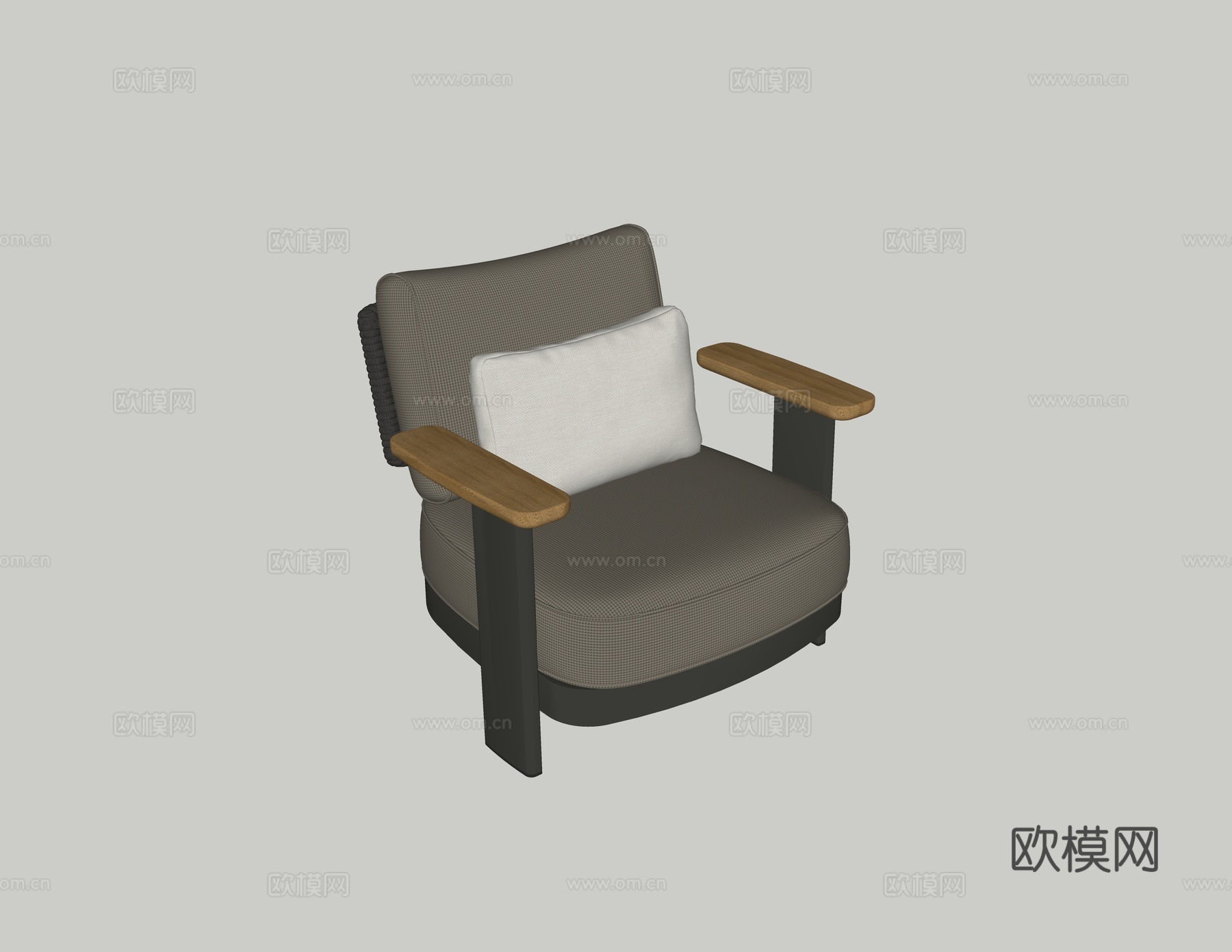 现代沙发 单人沙发 户外沙发 柚木软包沙发su模型