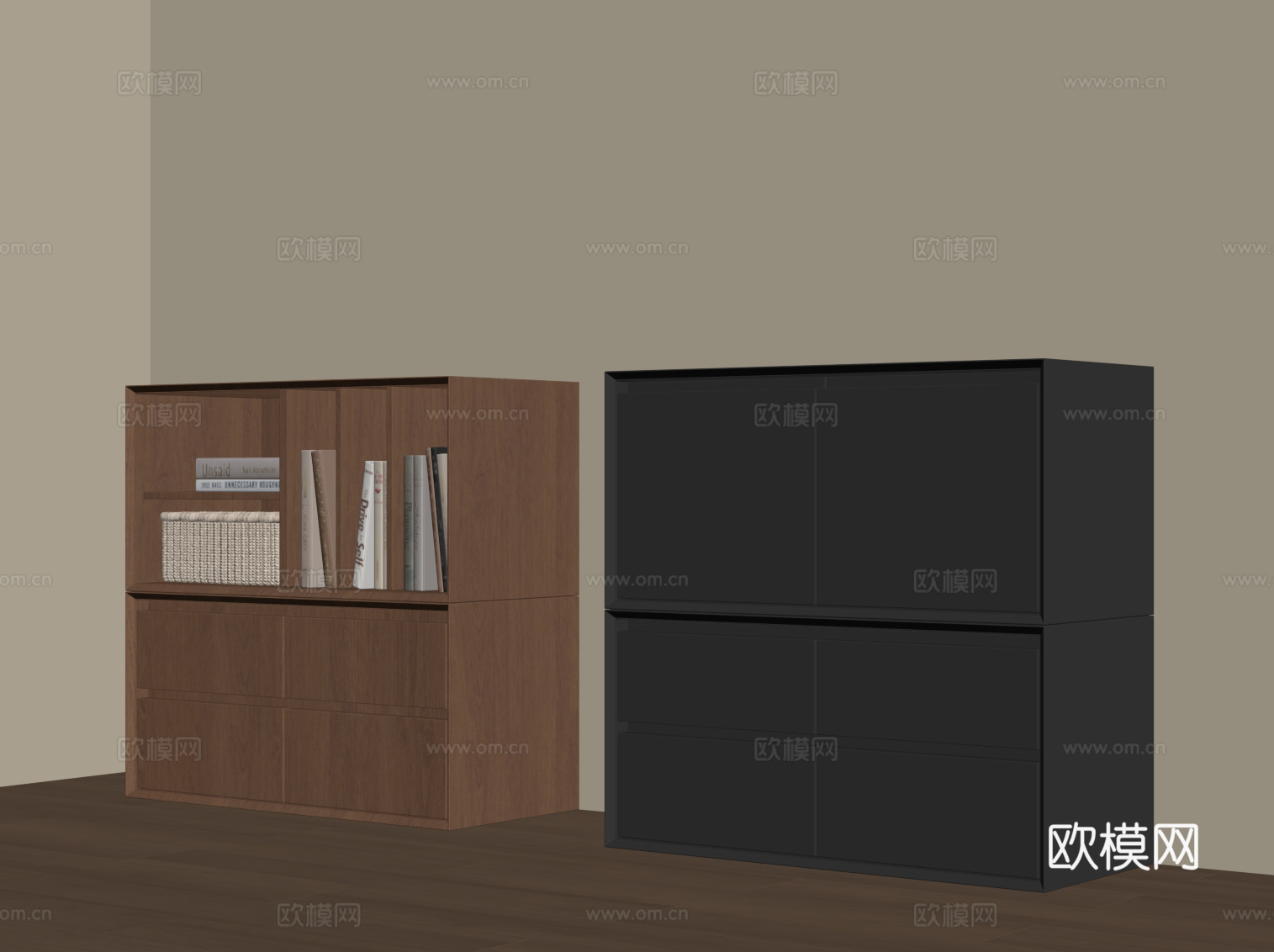 现代书柜 玄关柜 边柜su模型