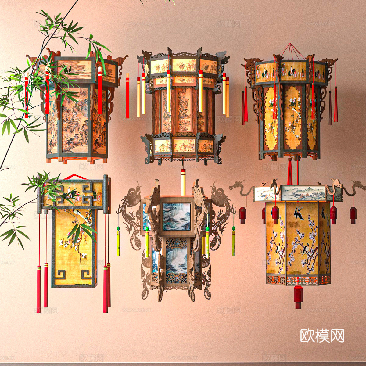 中式灯笼su模型