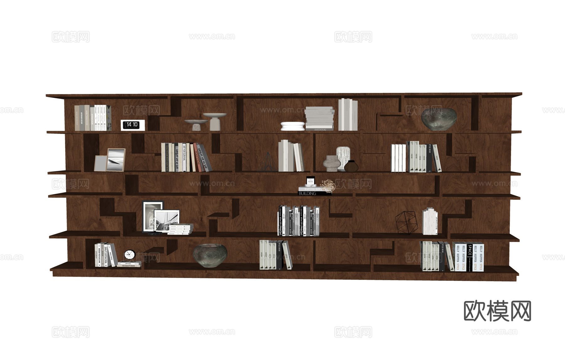 现代书柜 书籍摆件su模型