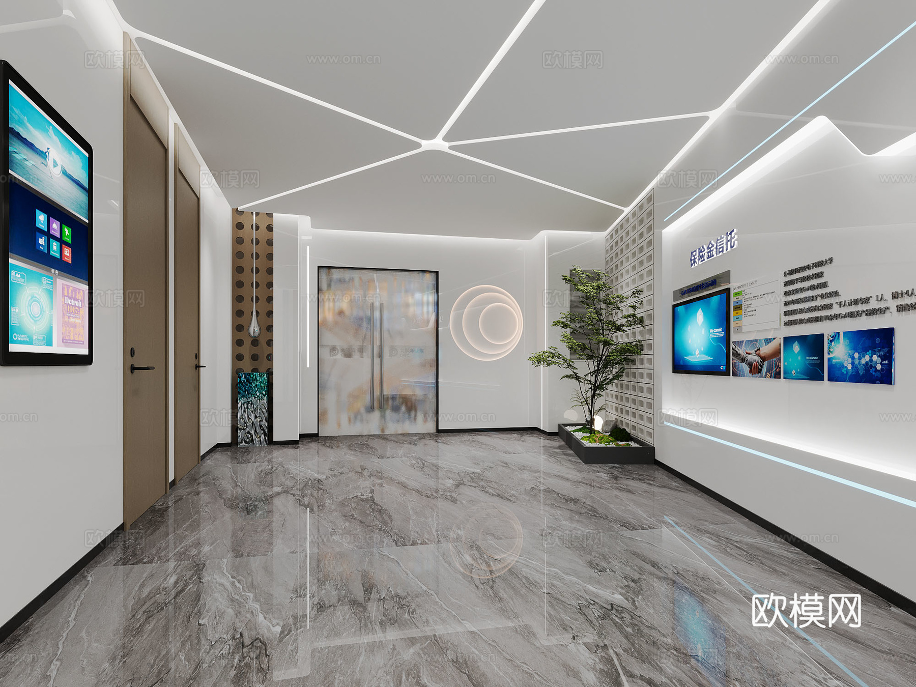 企业文化墙 电梯厅3d模型下载（渲染图2）