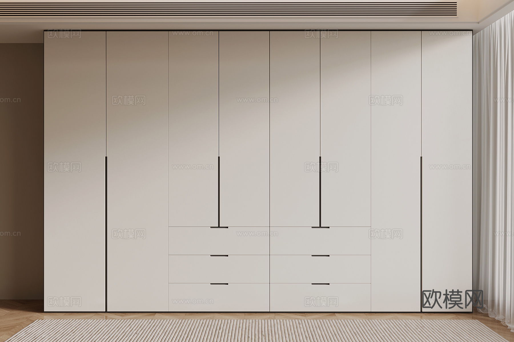 现代极简衣柜 成品衣柜su模型