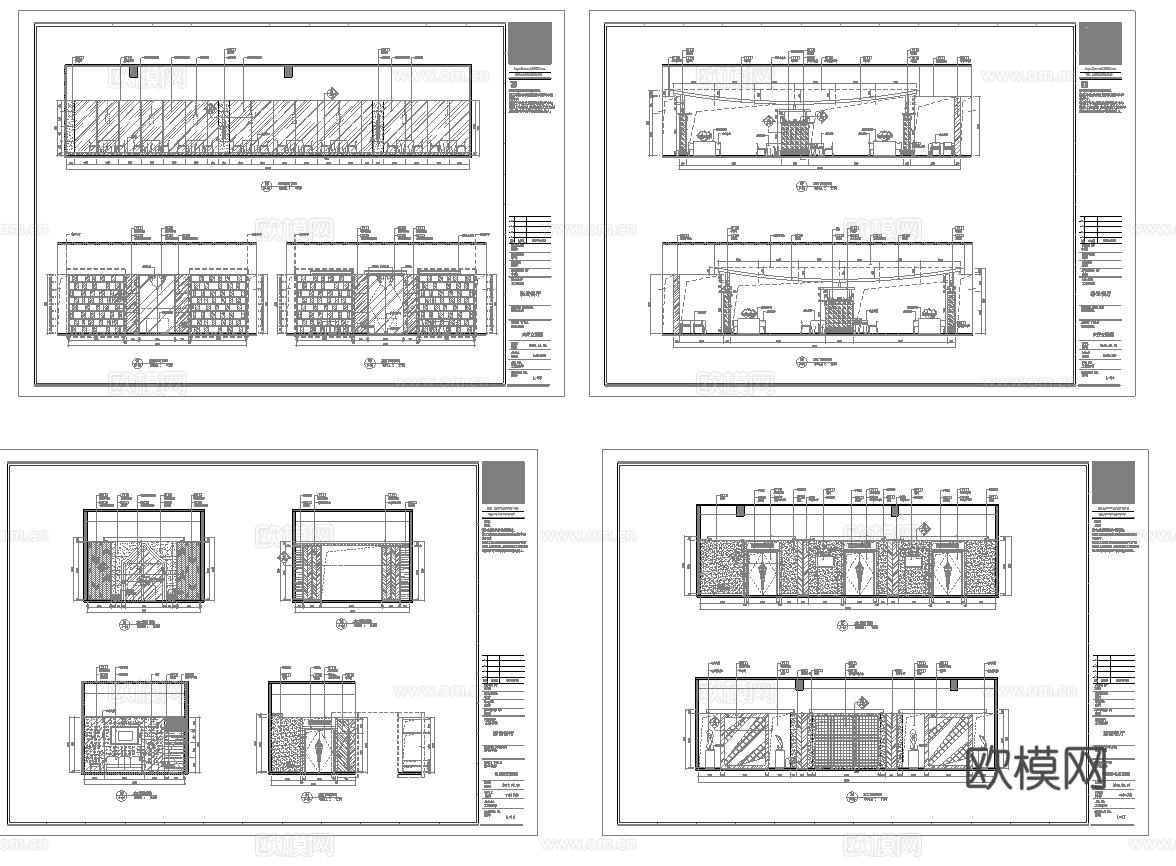 最新8套 饭店 中餐厅 施工图合集cad施工图
