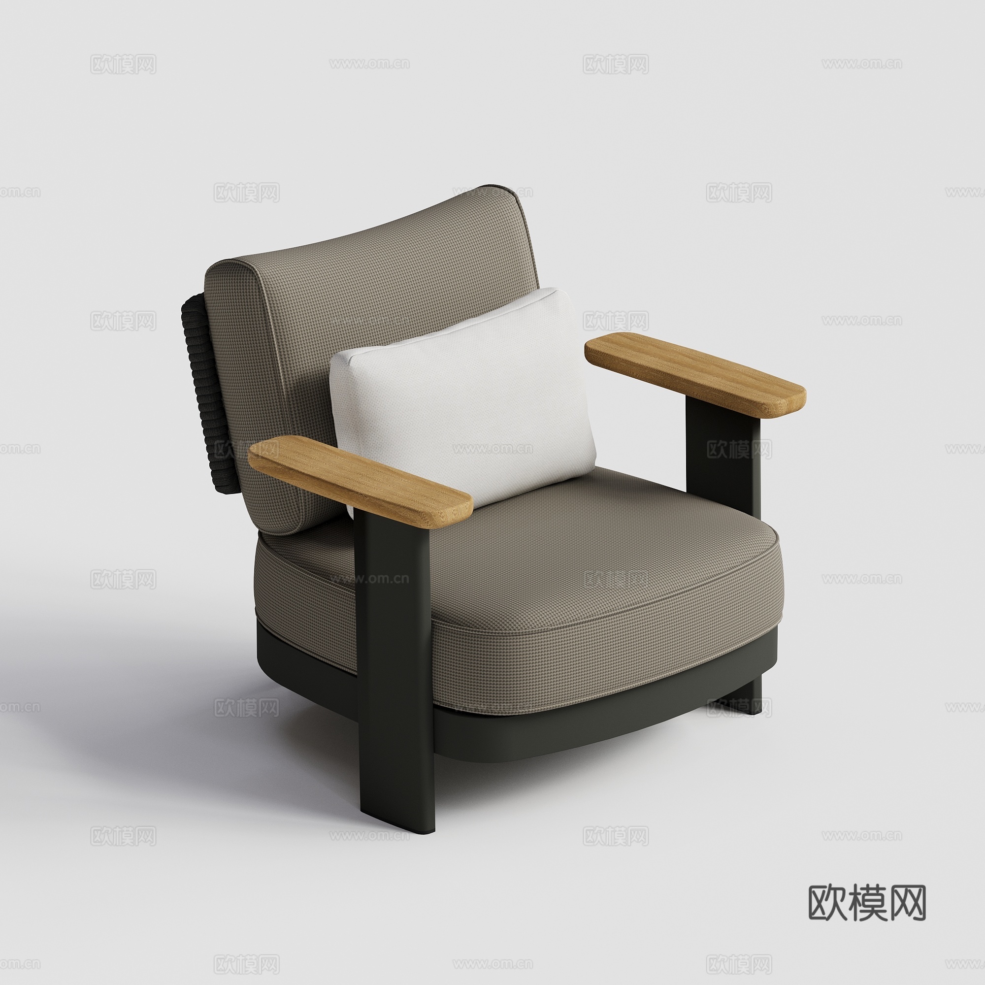 现代沙发 单人沙发 户外沙发 柚木软包沙发su模型