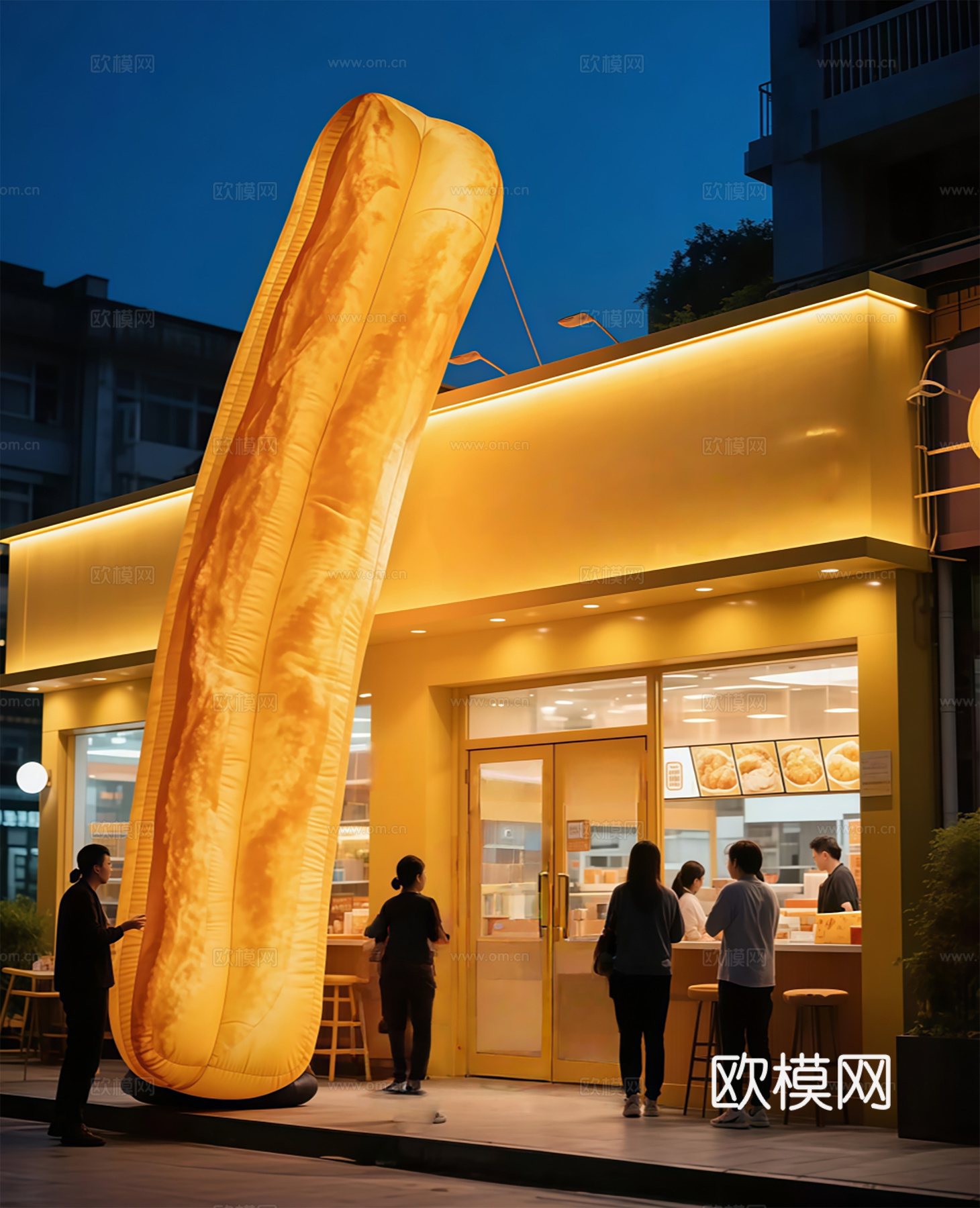 早餐店艺术装置 快餐店艺术装置 包子油条艺术装置 国潮面食网su模型