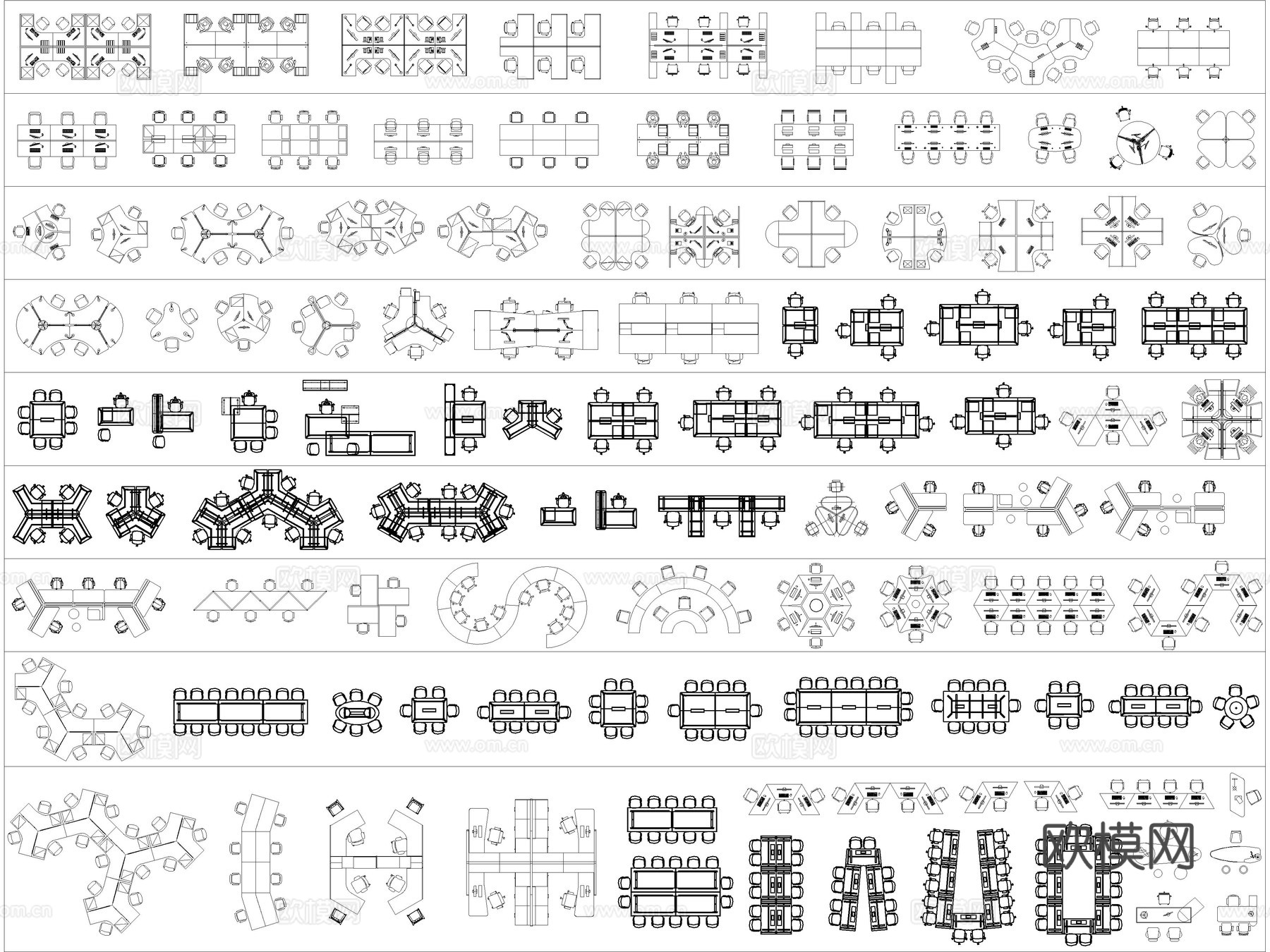 2026年最新办公家具办公桌椅员工工位CAD图库cad施工图