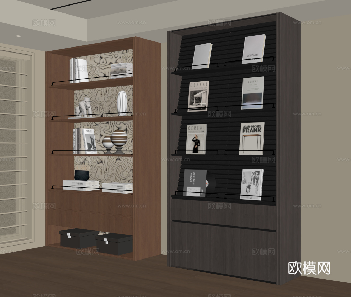 现代意式书柜 法式中古书柜su模型
