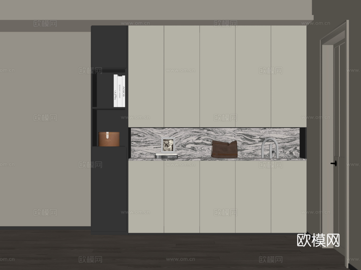 现代玄关柜 入户鞋柜su模型