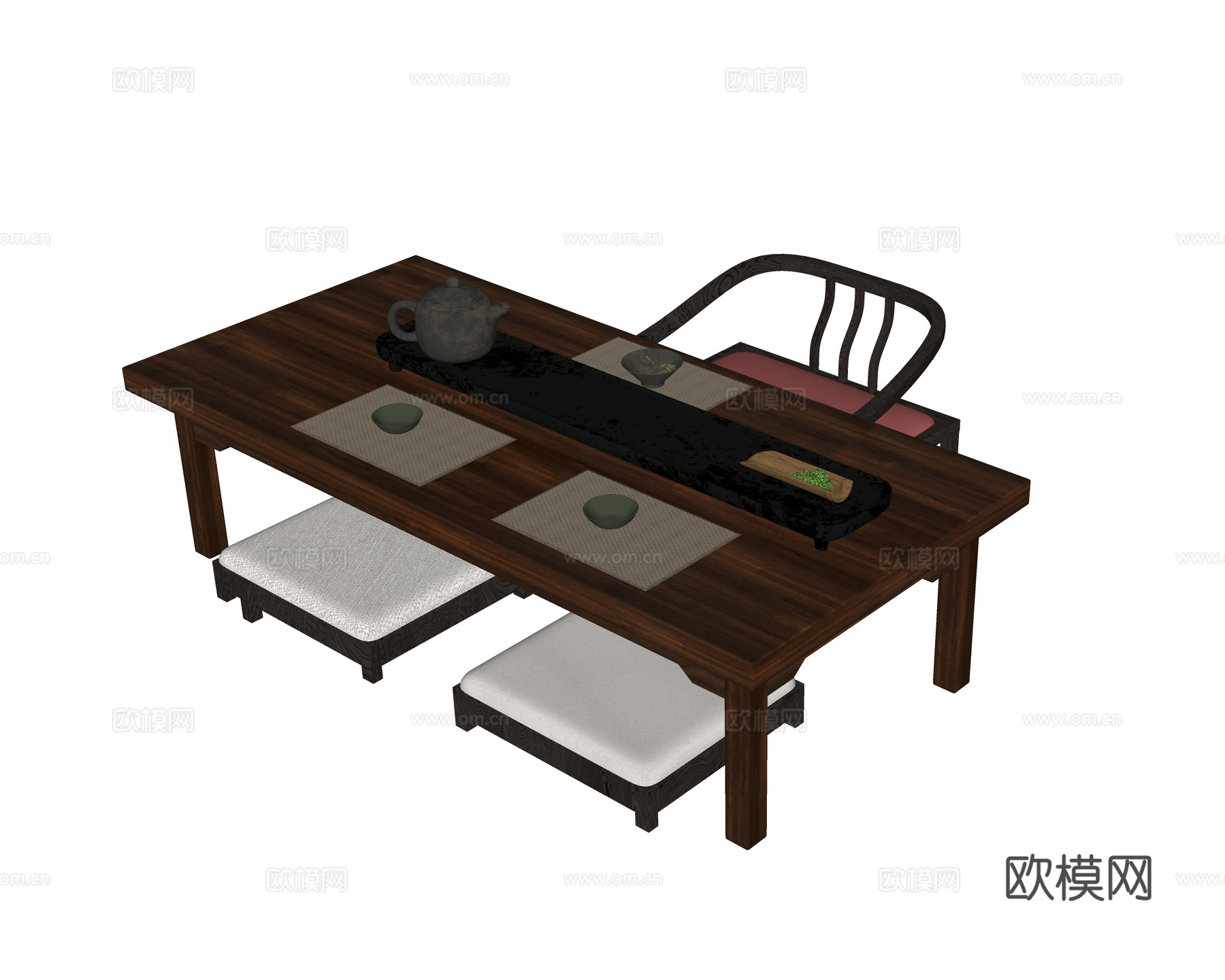 现代阳台茶桌椅 榻榻米茶桌椅 茶椅su模型
