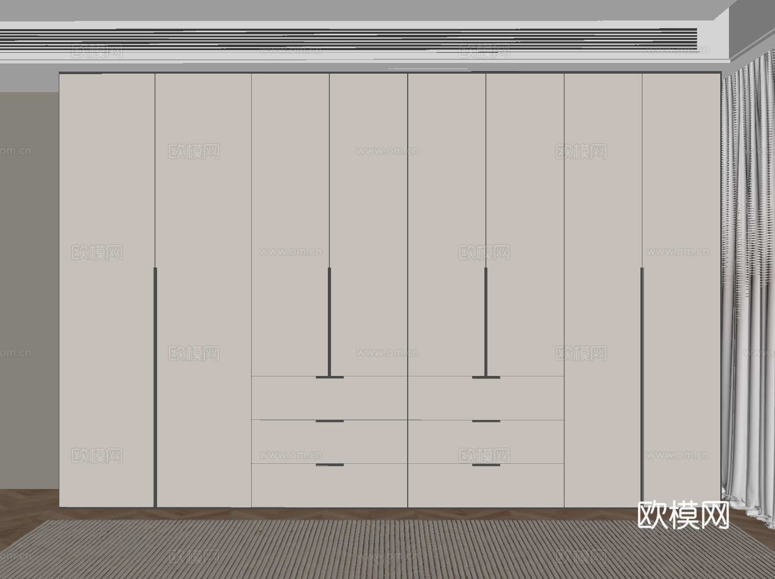 现代极简衣柜 成品衣柜su模型
