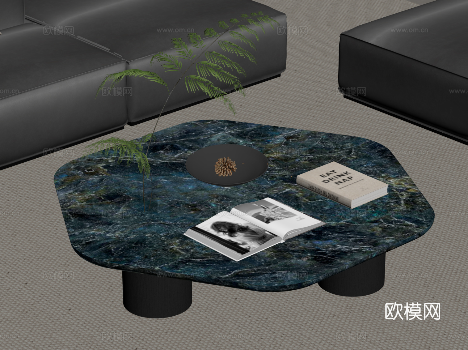 现代意式茶几 大理石茶几su模型