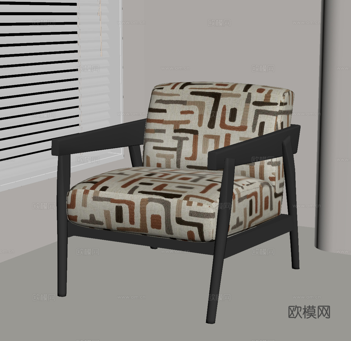 法式复古休闲椅 单人沙发su模型