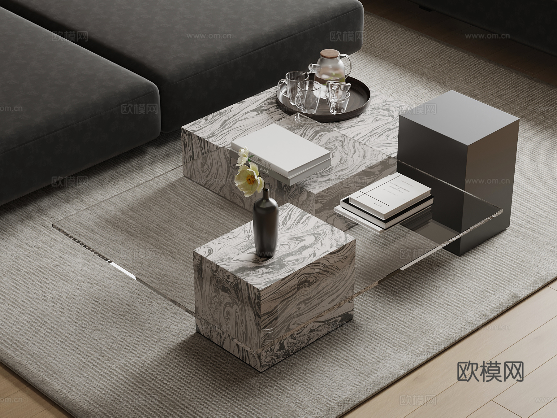 现代茶几su模型