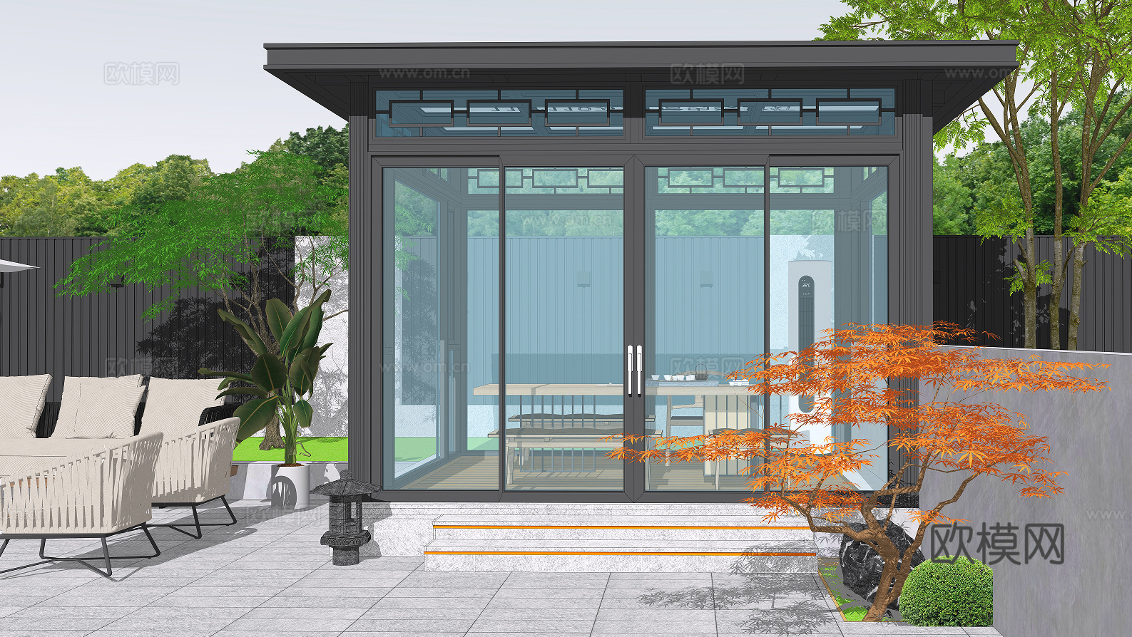 阳光房 凉亭su模型