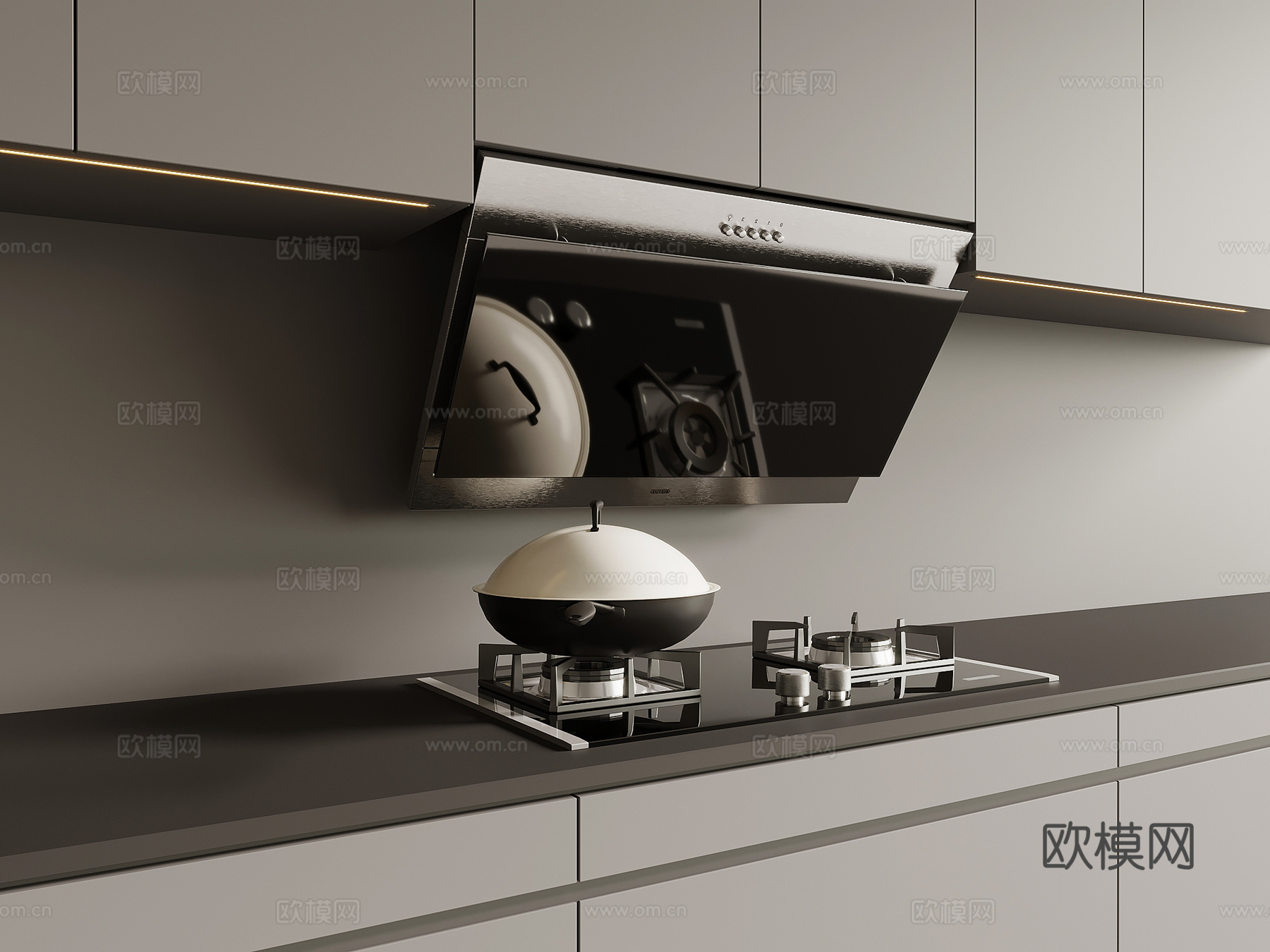现代简约烟机灶具 油烟机su模型
