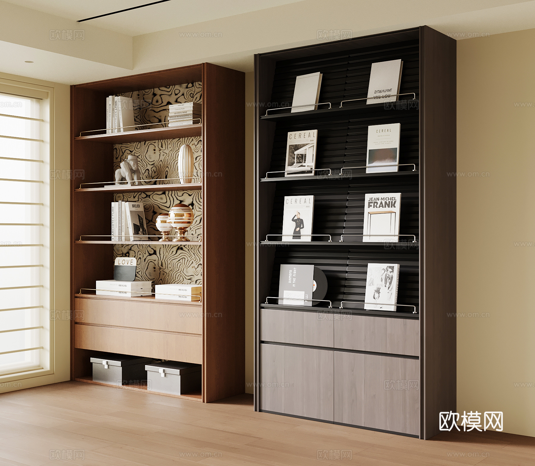 现代意式书柜 法式中古书柜su模型