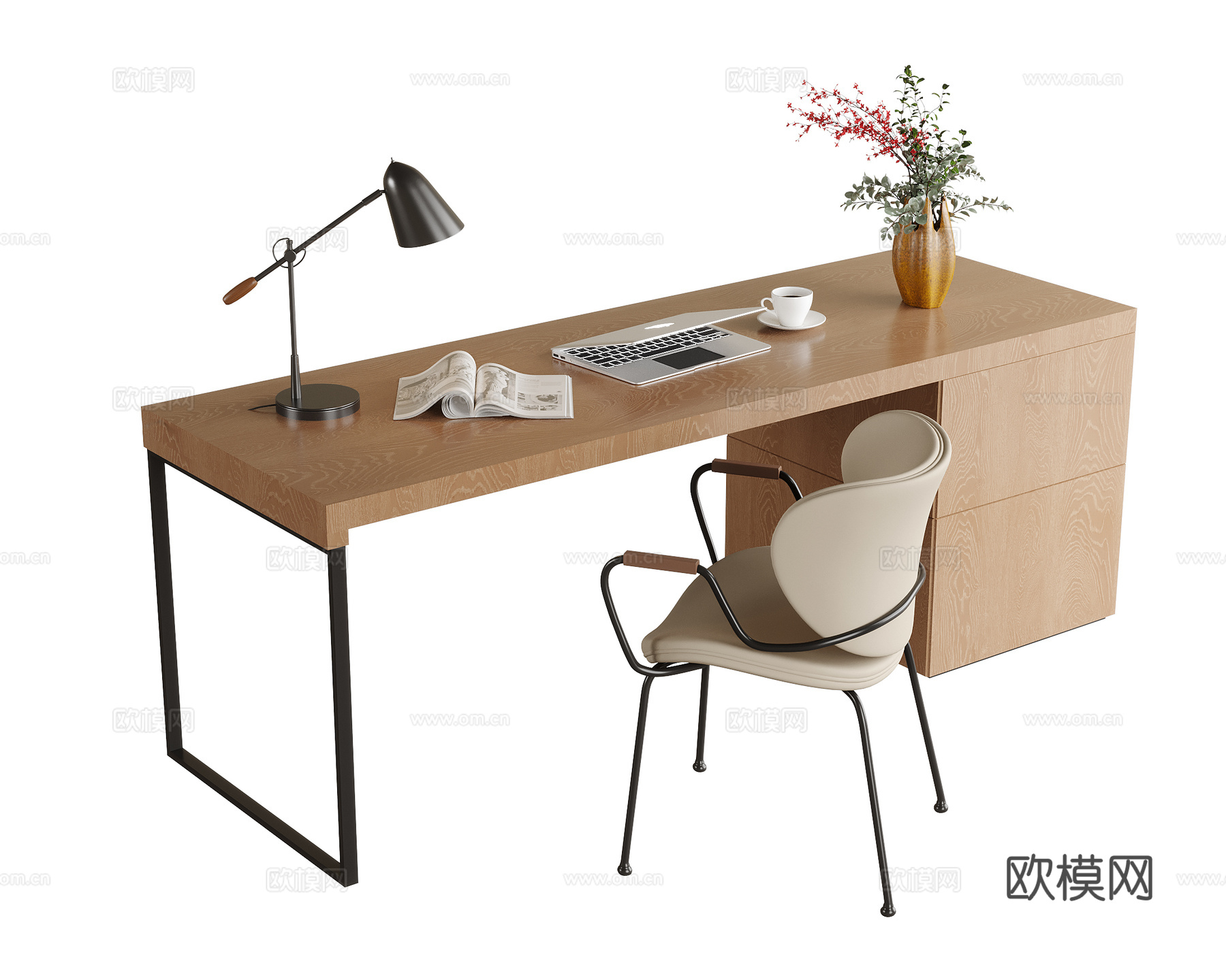 现代书桌椅 书桌 书椅su模型