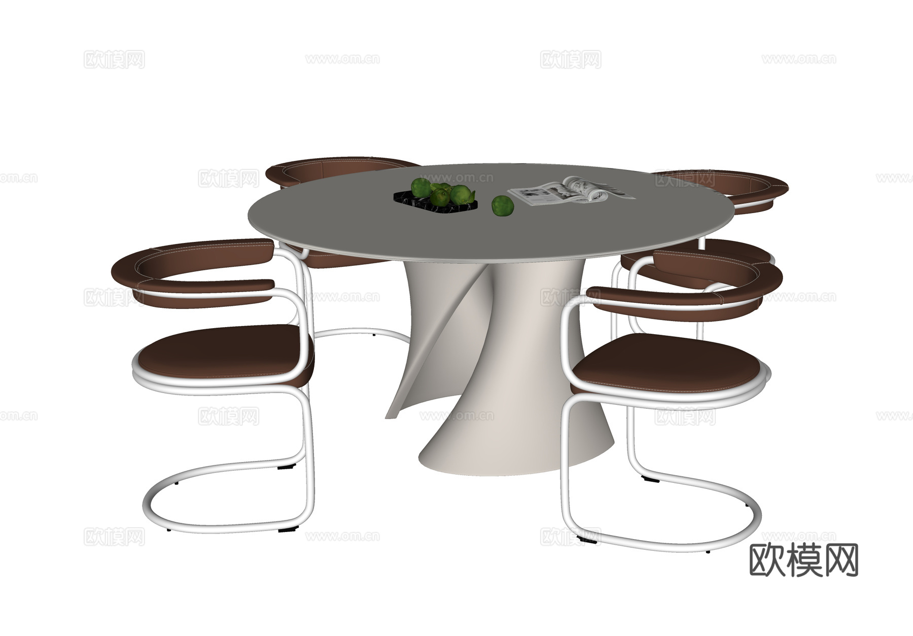 现代餐桌椅 圆形餐桌 茶椅su模型