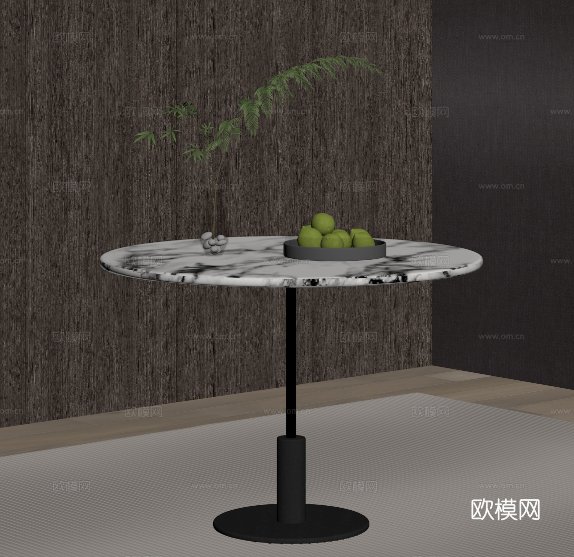 现代意式餐桌 圆桌 洽谈桌su模型