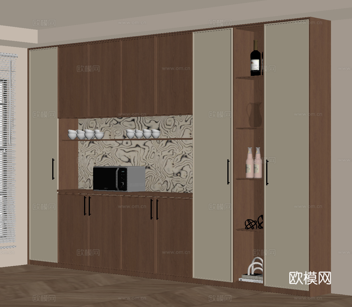 中古酒柜 餐边柜 橱柜su模型
