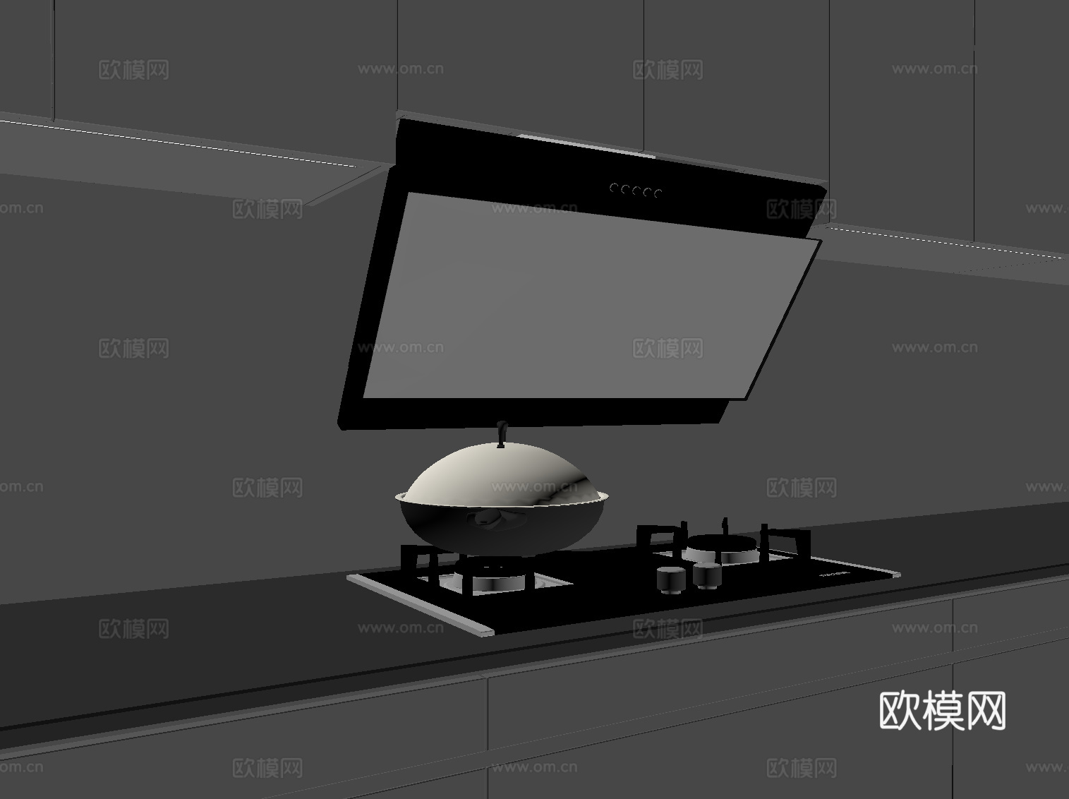 现代简约烟机灶具 油烟机su模型
