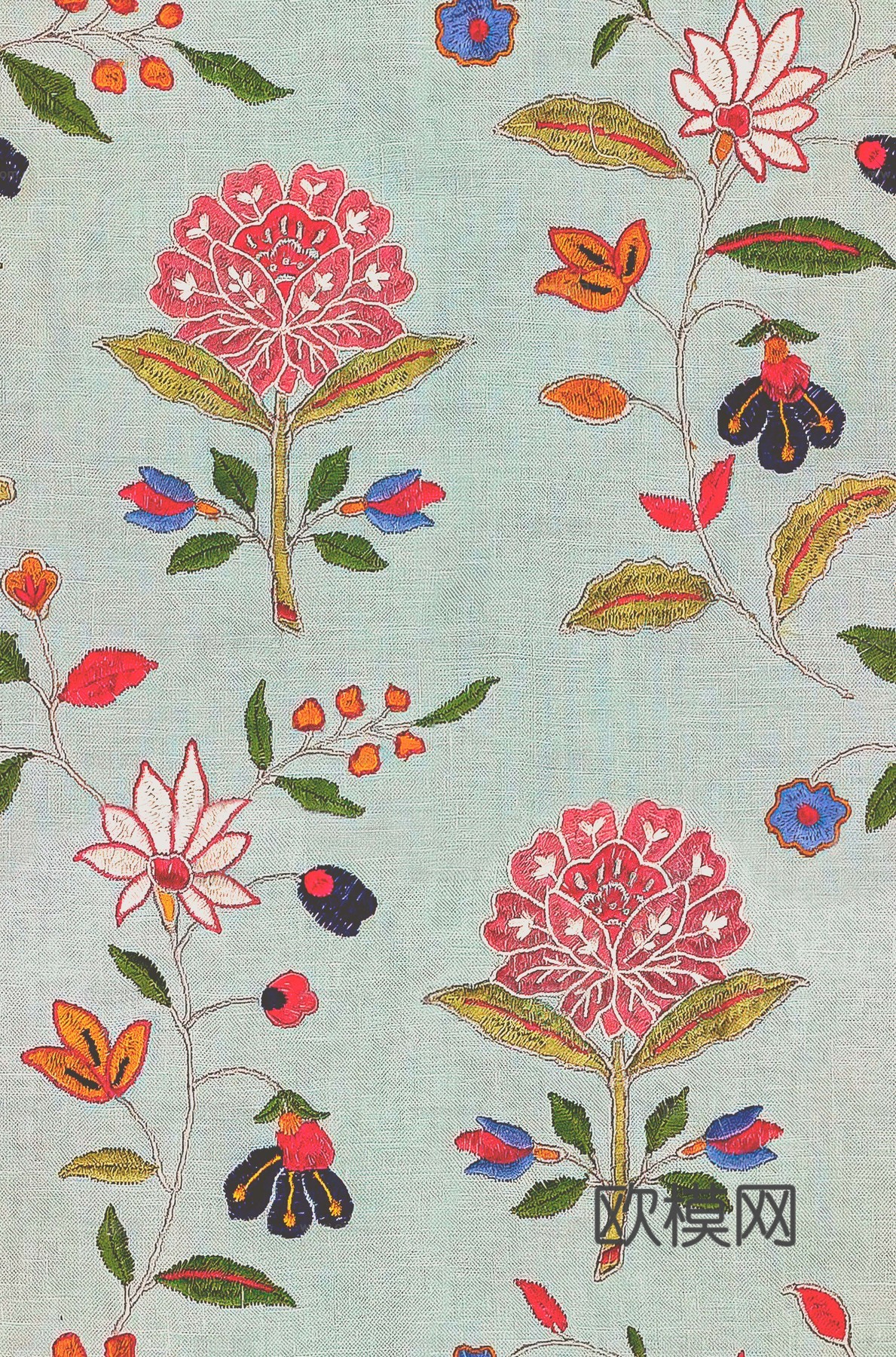 无缝刺绣花纹布