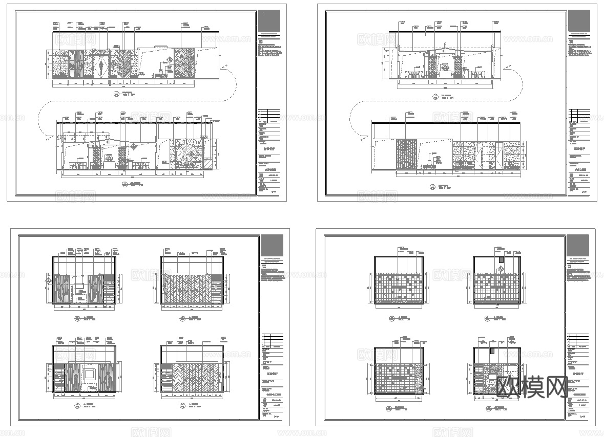 最新8套 饭店 中餐厅 施工图合集cad施工图