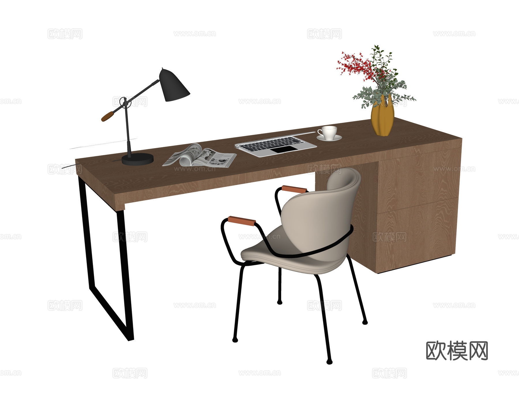 现代书桌椅 书桌 书椅su模型