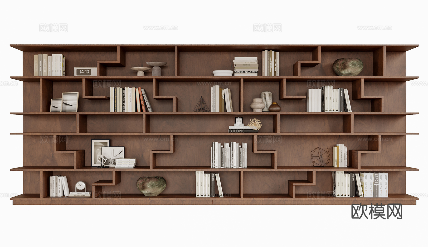 现代书柜 书籍摆件su模型