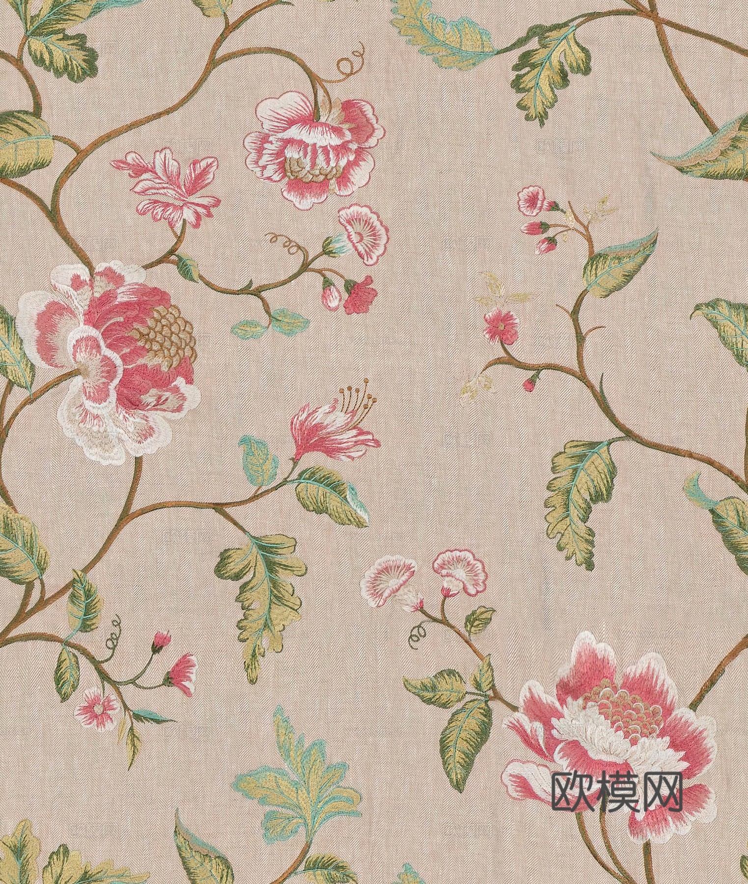 无缝刺绣花纹布