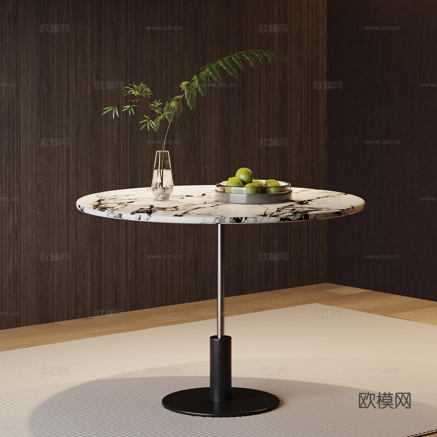 现代意式餐桌 圆桌 洽谈桌su模型