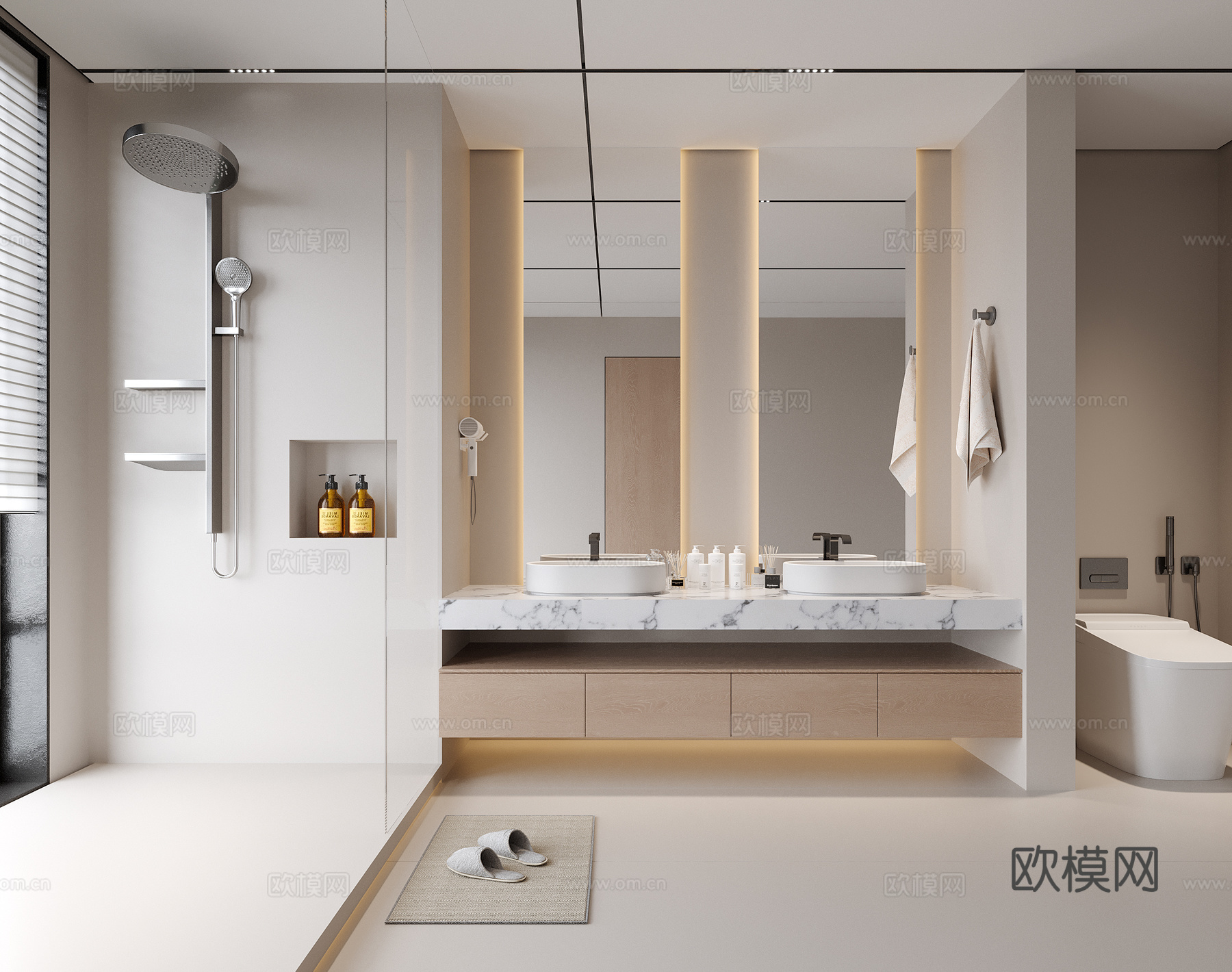 现代卫生间 洗手台su模型