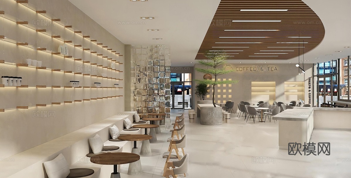 现代咖啡厅 餐桌椅su模型